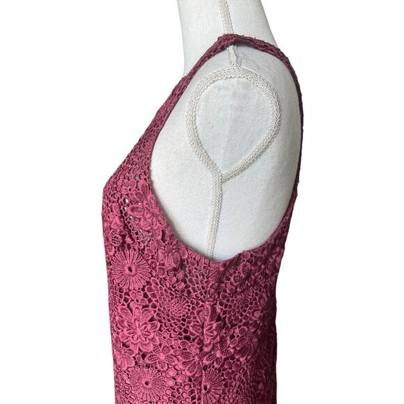 WAYF Randy burgundy crochet lace mini dress high neck cocktail party boho - Picture 6 of 13